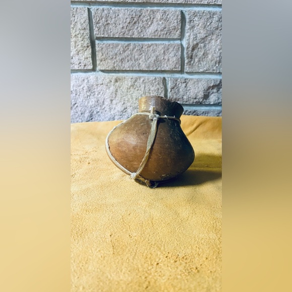 SOLD Tarahumara Primitive Style Pottery with Rawhide Sinew Straps - Picture 2 of 4